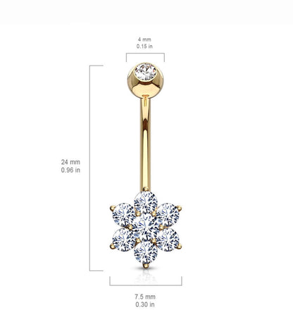 18k Yellow Gold Flower Belly Piercing