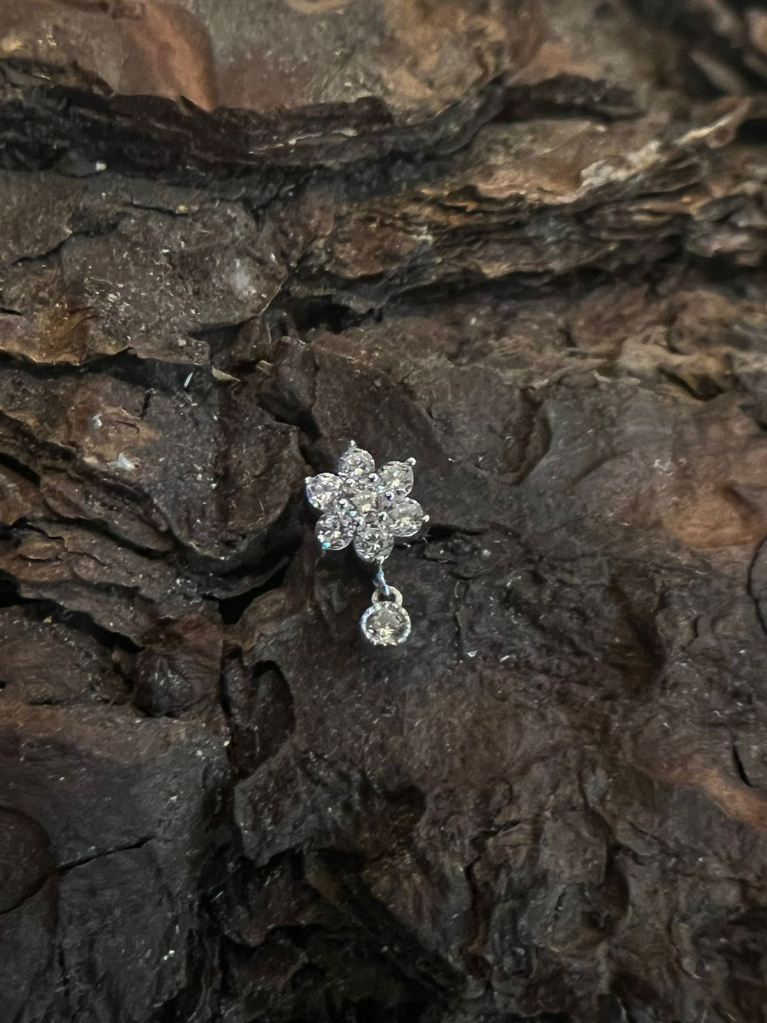 White Gold Flower Drop Dermal Top