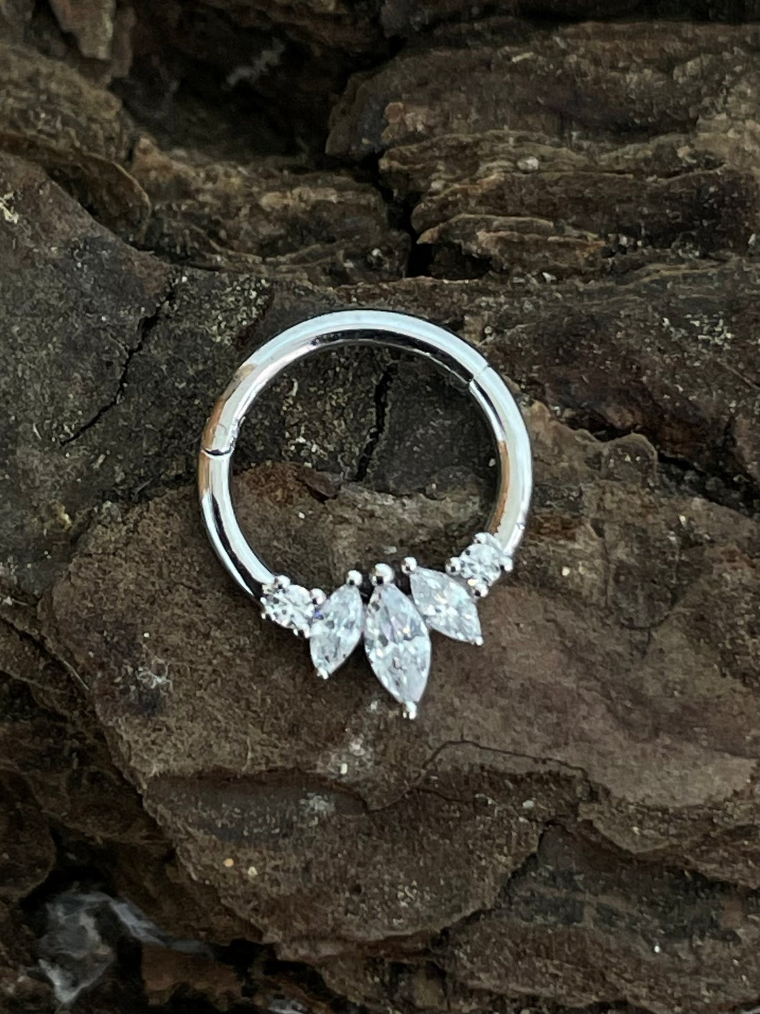 White Gold Triple Marquise Clicker