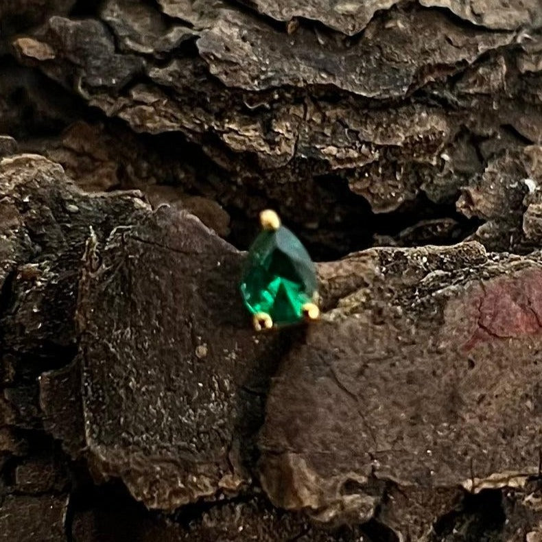 Gold Green Pear Earring