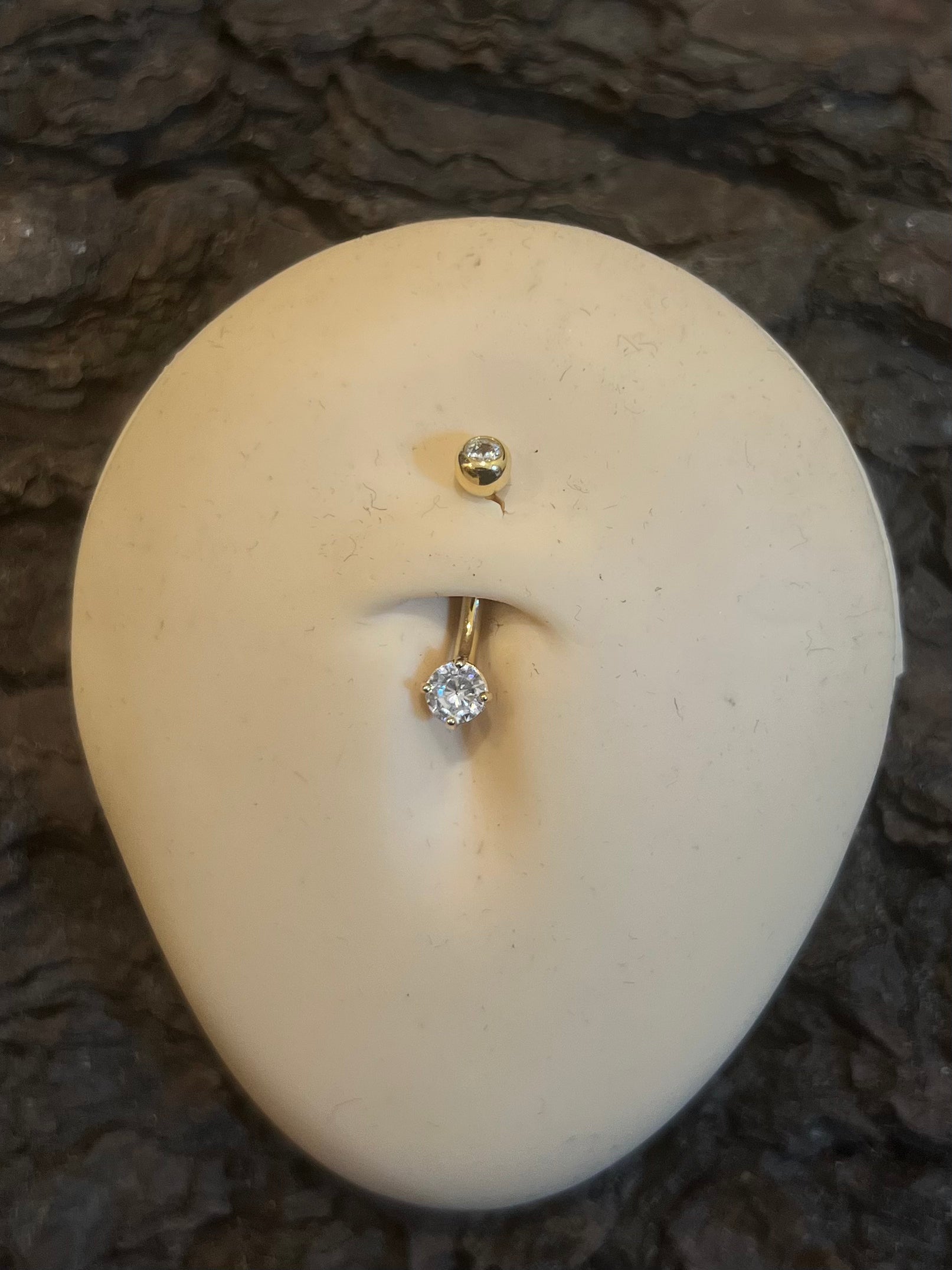 18K Tiny Yellow Gold Sparkly Belly Piercing