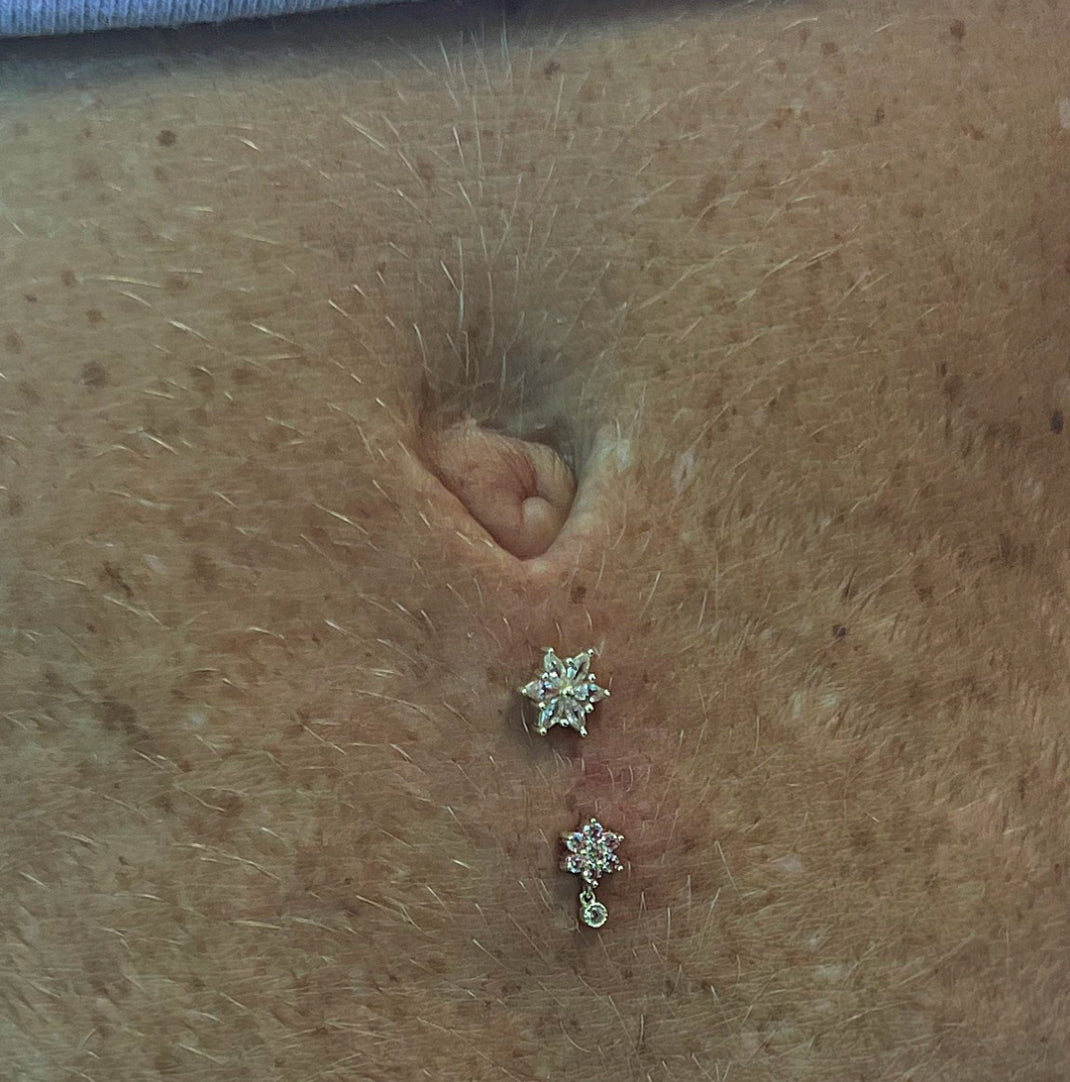 White Gold Flower Drop Dermal Top