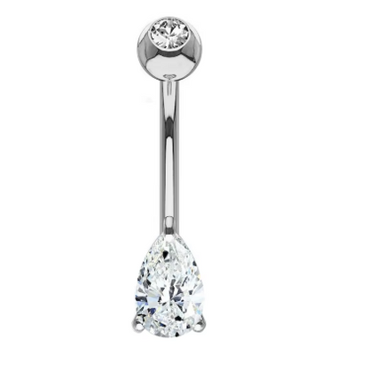 18K White Gold Tiny Pear Belly