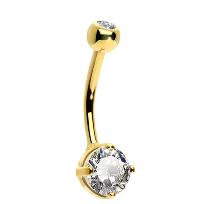 18K Tiny Yellow Gold Sparkly Belly Piercing